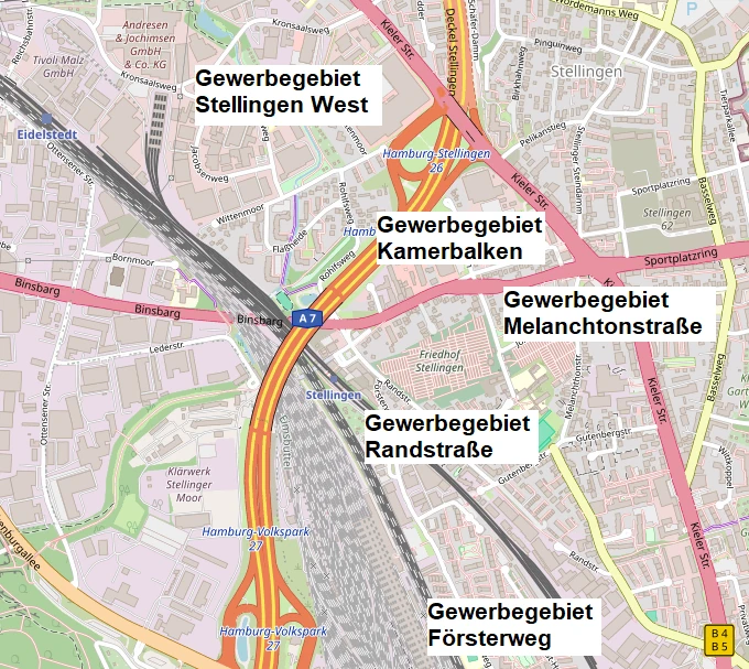 Hier sollten eigentlich die Gewerbegebiete um Hamburg-Stellingen zu sehen sein.