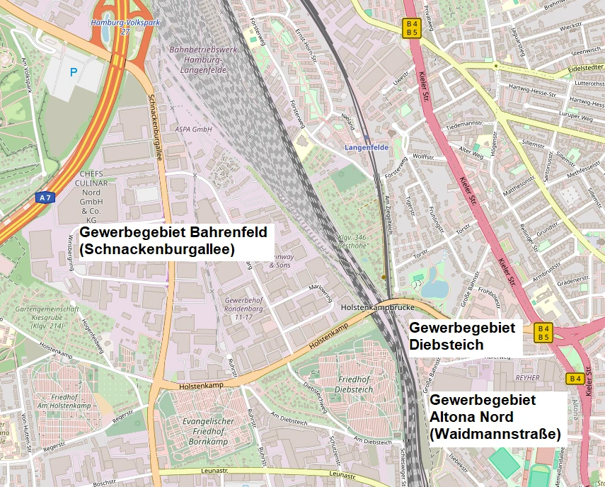 Hier sollten eigentlich die Gewerbegebiete Schnackenburgallee, Diebsteich und Waidmannstraße zu sehen sein.