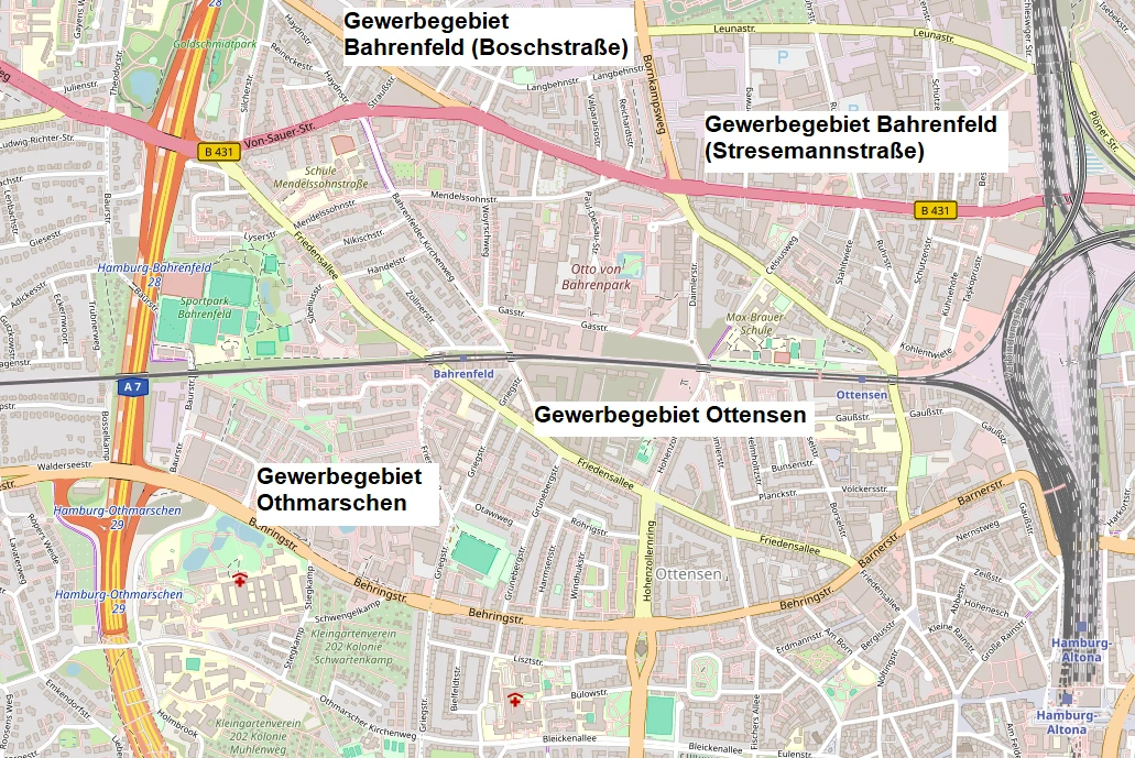 Hier sollten eigentlich die Gewerbegebiete um Hamburg-Altona zu sehen sein.