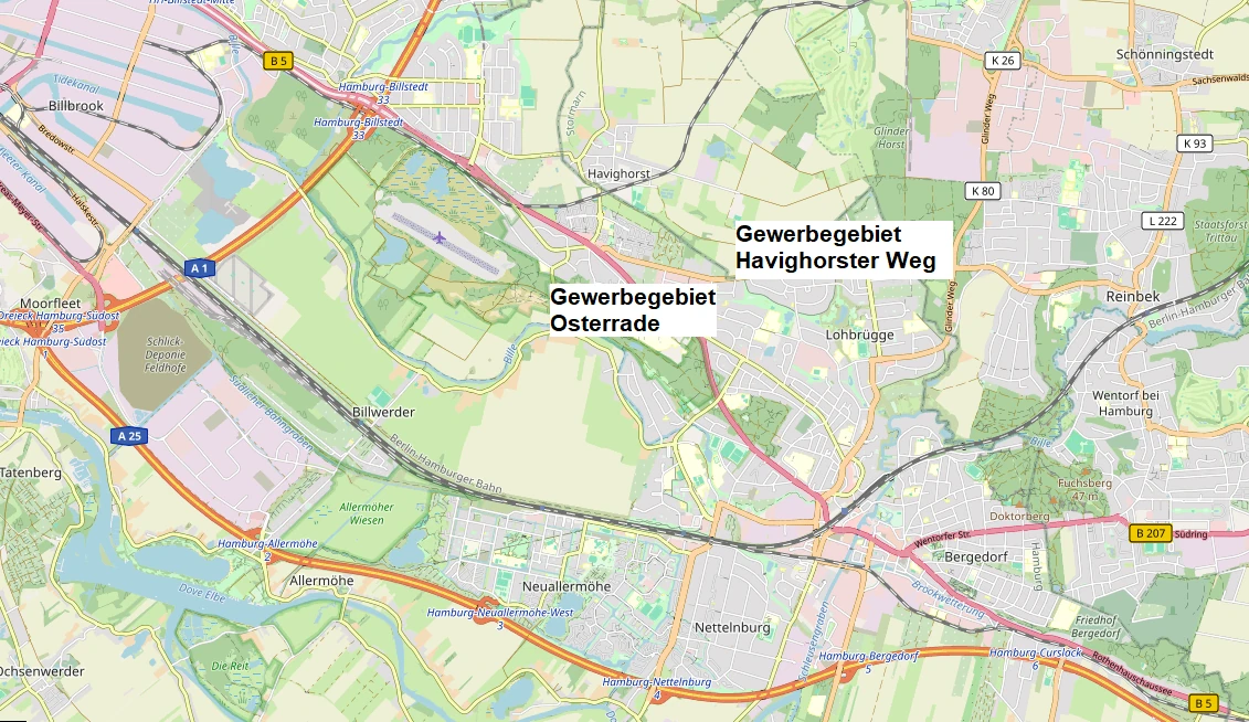 Hier sollten eigentlich die Gewerbegebiete Osterrade und Havighorst zu sehen sein.